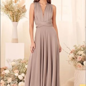 Lulus trick of the trades Taupe Maxi Dress